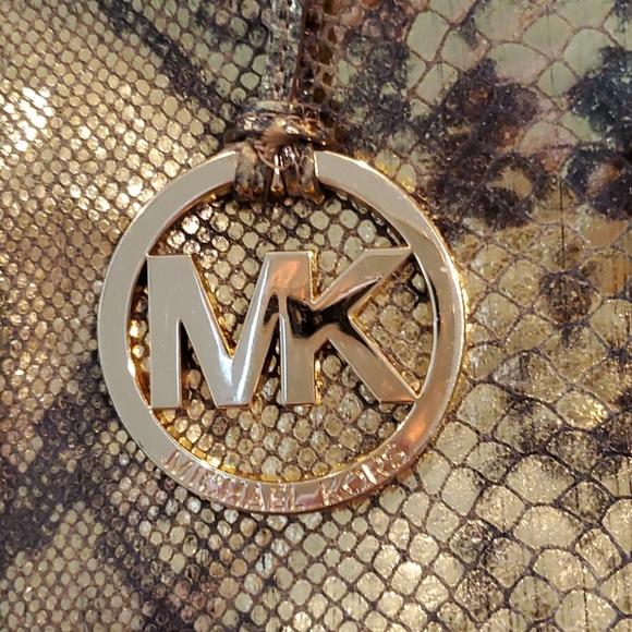 Michael Kors Gold Snakeskin Embossed Print Hobo - Picture 8 of 8